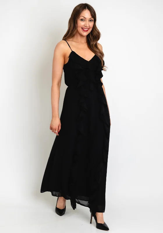 Vero Moda Holly Frill Panel Maxi Dress, Black Embroidered Maxi Skirt