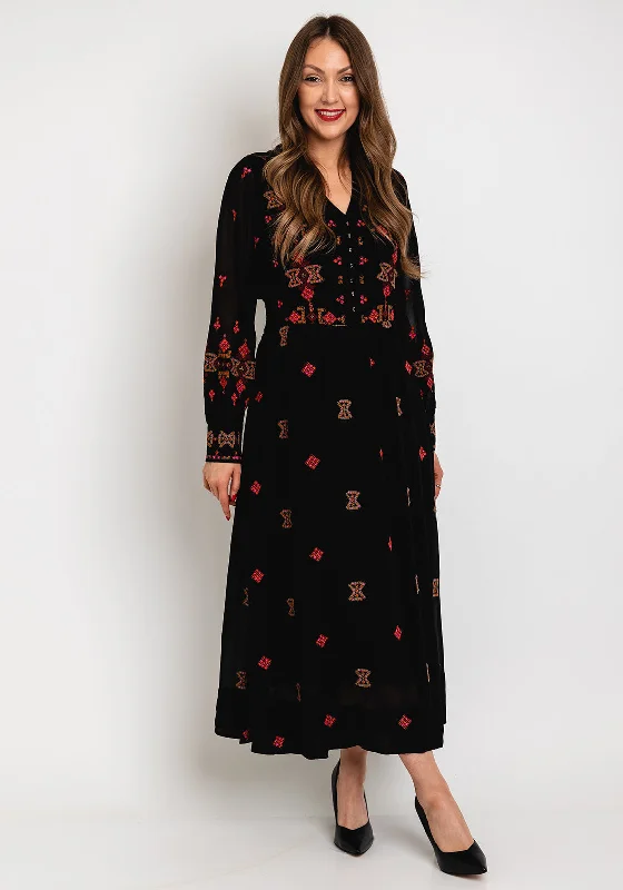 White Stuff Kate Embroidered Maxi Dress, Black Maxi Skirt Style