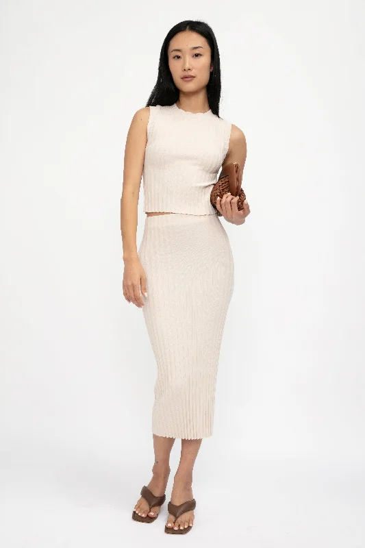 Capri Midi Skirt in Oatmeal Flared Midi Skirt