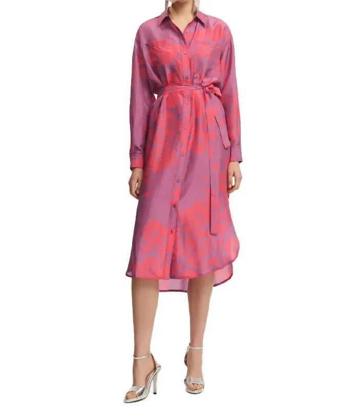 Foxglove Silk Shirt Dress In Purple/neon Pink Simple Shirt Dress