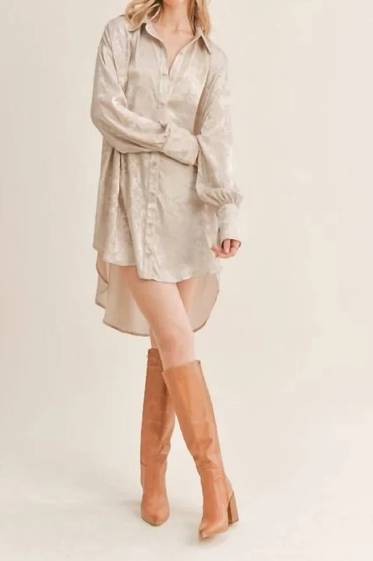 Luxe Life Shirt Dress In Gold Day Shirt Dress