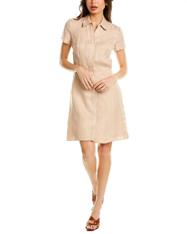 Theory Linen-Blend Shirtdress Satin Shirt Dress