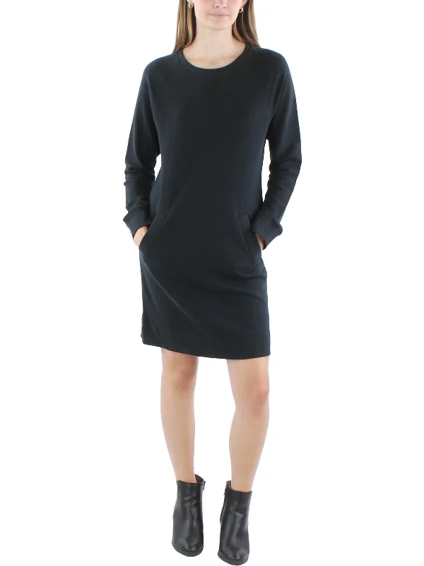 Womens Above Knee Long Sleeve Sweatshirt Dress Shirt Dress Outfit