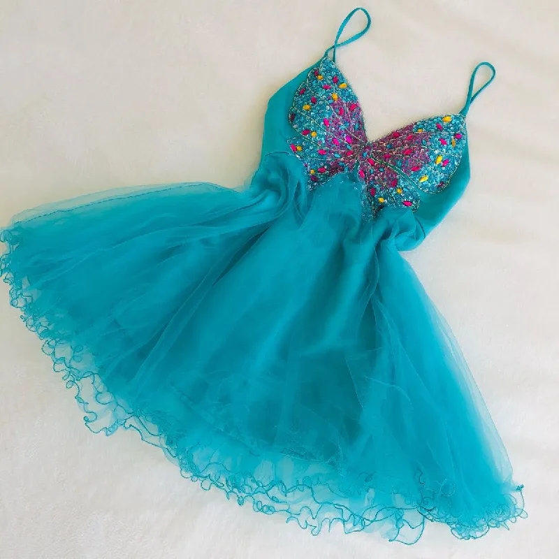 Dreamy A-line V Neck Tulle Homecoming Dress  Y2666 Sparkling Tulle Dress