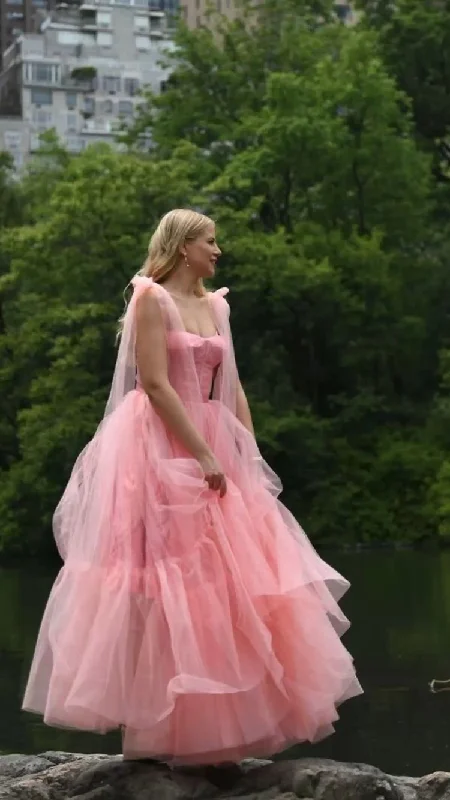 Romantic Light Pink A-line Tulle Prom Dress,Light Pink Princess Dress Y2681 Tulle Dress Modern