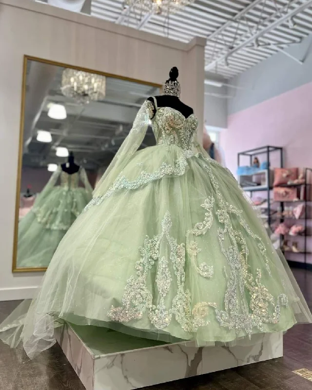 Sage Green Tulle Ball Gown,Sweet 16 Dress,Princess Dress  Y2251 A-line Tulle Gown