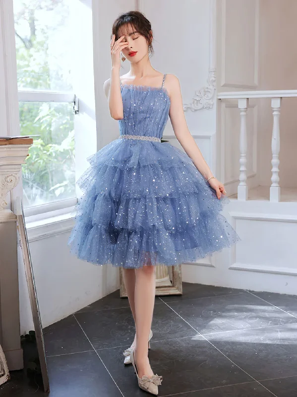 Short Puffy Blue Prom Dress,Tulle Short Blue Puffy Homecoming Dress Y2620 Tulle Dress Style